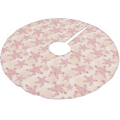 Seesterne und Korallen-Rosa-Pastellmuster Polyester Weihnachtsbaumdecke (Schrägansicht)
