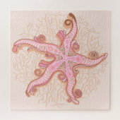 Seesterne und Korallen Rosa Pastellmuster Puzzle (Horizontal)