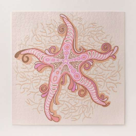 Seesterne und Korallen Rosa Pastellmuster Puzzle (Vertikal)