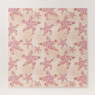 Seesterne und Korallen Rosa Pastellmuster Puzzle
