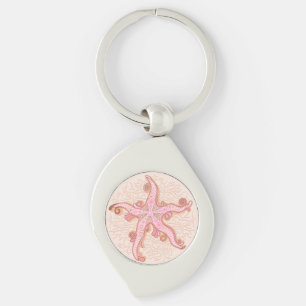 Seesterne und Korallen Rosa Pastellmuster Schlüsselanhänger