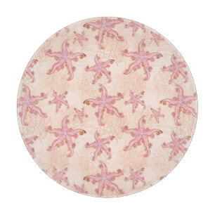 Seesterne und Korallen Rosa Pastellmuster Schneidebrett
