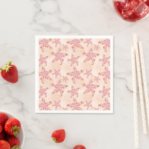 Seesterne und Korallen-Rosa-Pastellmuster Serviette