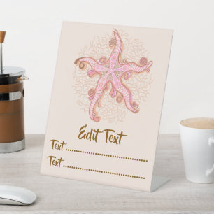 Seesterne und Korallen Rosa Pastellmuster Sockelschild
