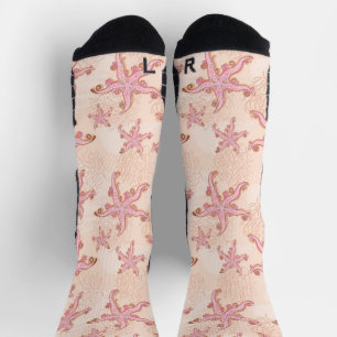 Seesterne und Korallen-Rosa Pastellmuster Socken