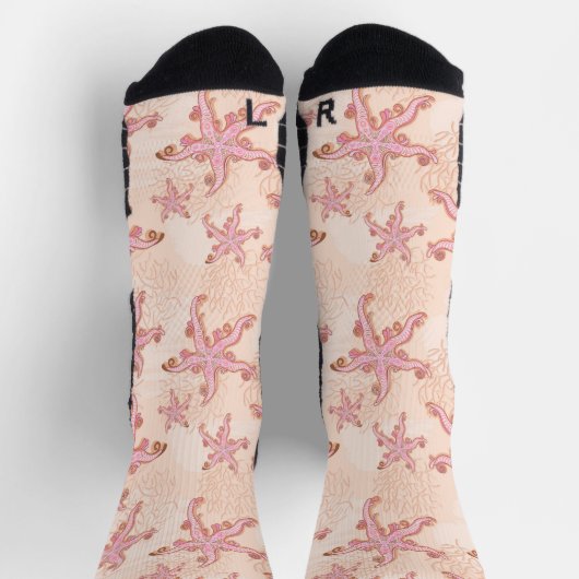 Seesterne und Korallen-Rosa Pastellmuster Socken (Oben)