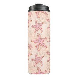 Seesterne und Korallen-Rosa-Pastellmuster Thermosbecher