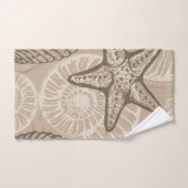 Seesterne und Muscheln in Beige an der Meereswelt Badhandtuch Set (Handtuch)
