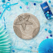 Seesterne und Muscheln in Beige an der Meereswelt Pappteller (Party)
