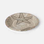 Seesterne und Muscheln in Beige an der Meereswelt Pappteller (Schrägansicht)