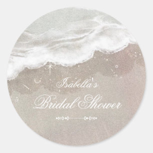 Seesterne und Muscheln Tropische Strand-Hochzeitsd Runder Aufkleber