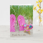 Seesterne und Sandwich-Flops Karte (Gelbe Blume)