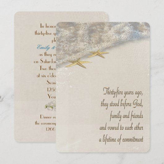 Seesterne Vow Erneuerung zum 35. Jahrestag Einladung (Vorne/Hinten)