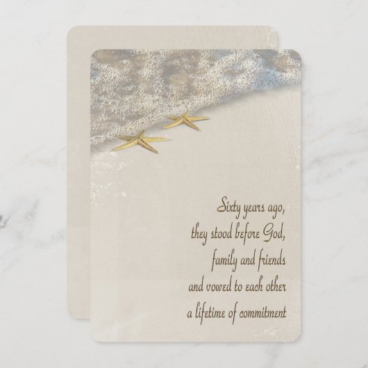 Seesterne Vow Erneuerung zum 60. Jubiläum Einladung (Vorne/Hinten)