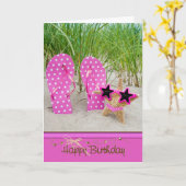 Seesterne zum Geburtstag mit Flip-Flops Karte (Gelbe Blume)