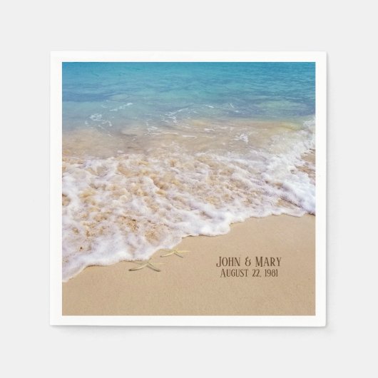 Seesterne zum Hochzeitstag Serviette (Vorderseite)