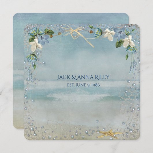 Seesternhochzeit Vow Renewal Einladung (Vorne/Hinten)