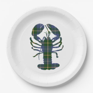 Seestrand Papierplatte niedlichen Hummer Tartan Pappteller
