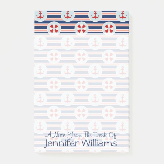 Seestreifen und Punkt-Muster | addieren Ihren Post-it Klebezettel (Vorderseite)