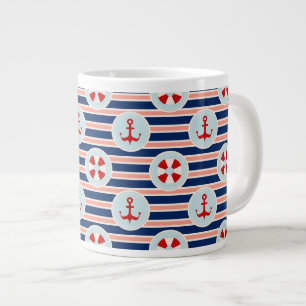 Seestreifen und Punkt-Muster Jumbo-Tasse
