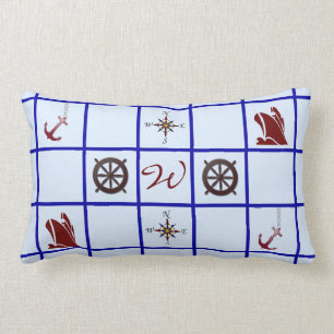 Seesymbole mit Monogramm Lendenkissen