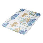 Seetang-Glitzer Blaues Meeresmuster Badematte (Schrägansicht)