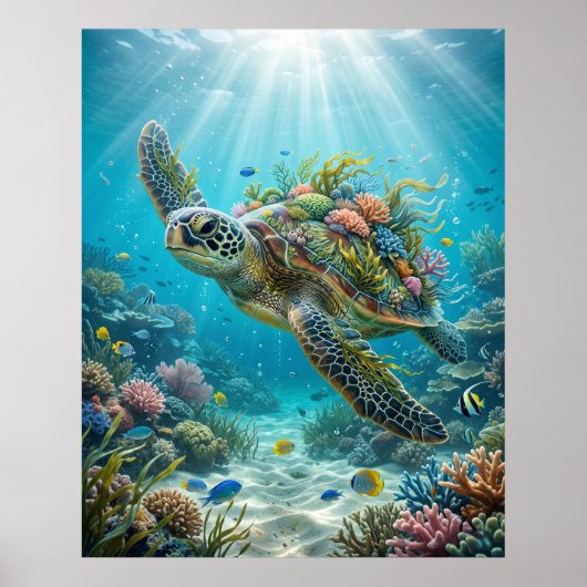 Seetang Schildkröte Ozean Ruhe Poster (Vorne)