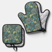 Seetang, William Morris Ofenhandschuh & Topflappen-Set (Vorderseite/Rückseite)