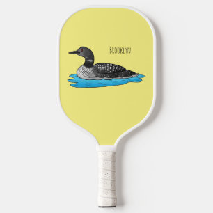 Seetaucher-Vogel Cartoon-Illustration  Pickleball Schläger