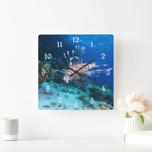 Seeteufel oder Seemeilen, Seefische der Ocean Reef Quadratische Wanduhr (Zuhause)