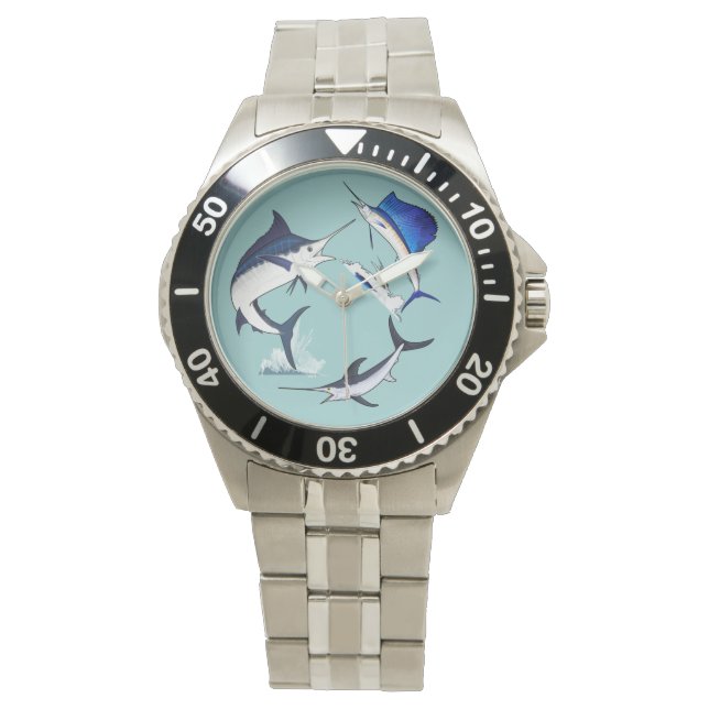 Seeteufel, Segelfisch und Schwertfisch Armbanduhr (Vorderseite)