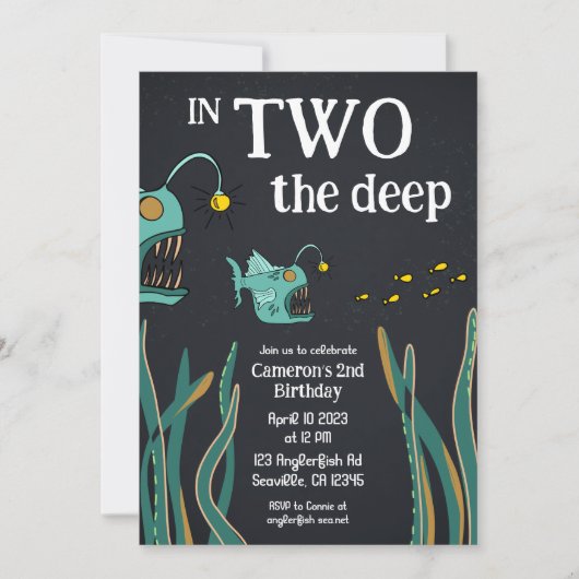Seeteufel Tiefsee Zweiter Geburtstag Einladung (Vorderseite)