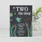 Seeteufel Tiefsee Zweiter Geburtstag Einladung (Stehend Vorderseite)