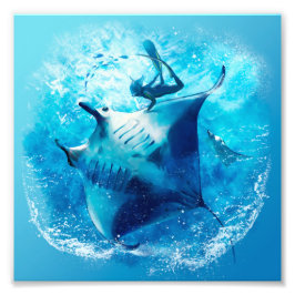 Seeteufel und Taucher Fotodruck