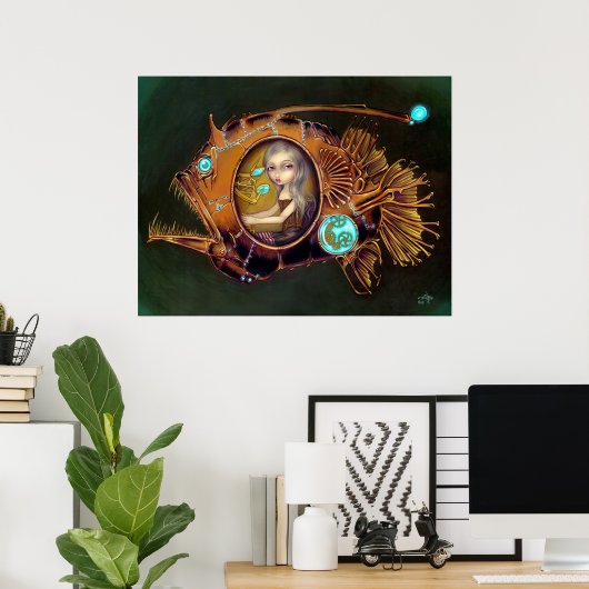 Seeteufel Unterseeboot Steampunk Tiefbrot Art Prin Poster (Heimbüro)