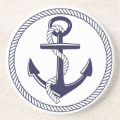 Seethema-Marine-Blau-Anker-Seil-Kreis Getränkeuntersetzer (Vorne)