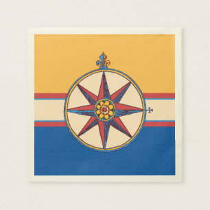 Seethema Windrose Kompass-Vintager Jachthafen Serviette