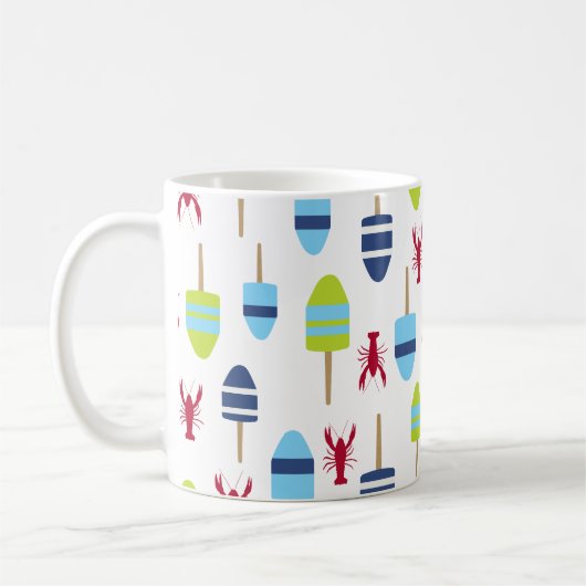 Seethemaboje und -hummer mit Monogramm Kaffeetasse (Links)