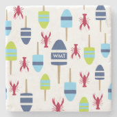 Seethemaboje und -hummer mit Monogramm Steinuntersetzer (Vorderseite)