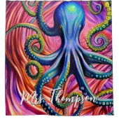 Seetoctopus mit Personalisiertem Namen Duschvorhang (Vorderseite)