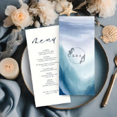 Seetranel Ocean Waves Nautical Monogram Wedding Menükarte