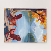 Seeufer am Morgen | Friedliche Berglandschaft Puzzle (Horizontal)