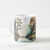 Seeufer-Hütten-Camper-Spaß Sommer Kaffeetasse (Vorderseite Links)