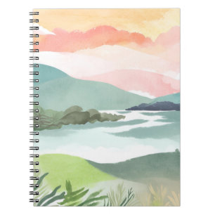 Seeufer Morgen Sonnenaufgang   Aquarell Natur Notizblock