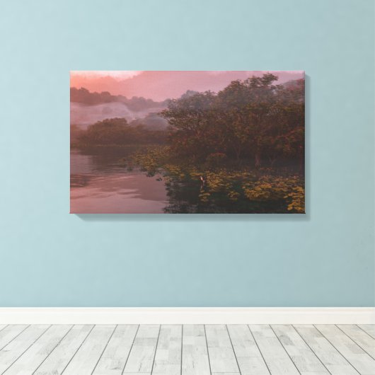 Seeufer (Morgendämmerung) Leinwanddruck (Insitu (Holzboden))