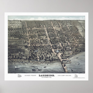 Seeufer, OH Panoramakarte - 1884 Poster