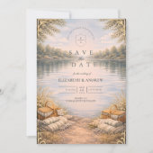 Seeufer-Picknick-Wald-Eleganz-Hochzeit Save The Date (Vorderseite)