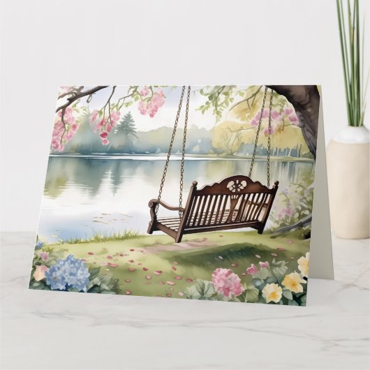 Seeufer Swing im Romantik Karte (Vorderseite)