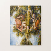 Seeuferhäuschen mit Ruderboot Puzzle (Vertikal)
