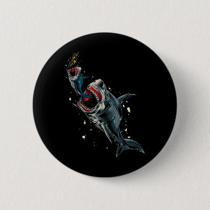 Seeungeheuer Jagd Megalodon Scuby Diver Gi Button
